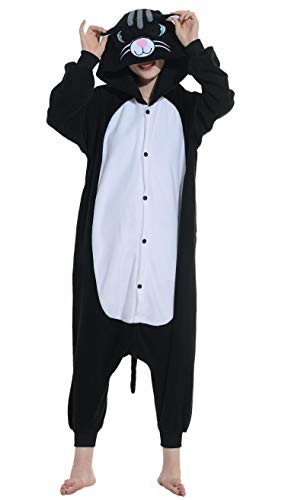 Adulte Pyjama Animal Cosplay Kigurumi Unisexe Vêtements de Nuit Onesie Chat Noir pour Hauteur 140-187 cm