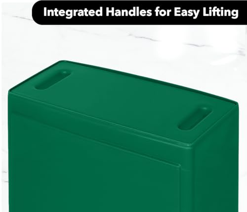 Image of 23 Gallon Slim Rectangular Garbage Can with Wheels - Dark Green