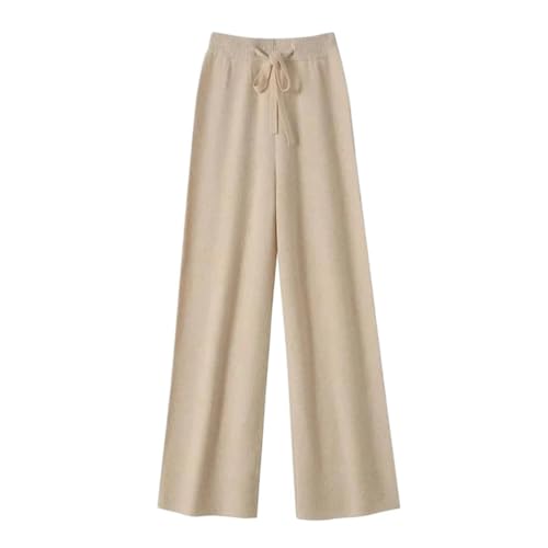 Image of Wool Knitted Wide-Leg Pants for Women Loose All-Matching Soft Glutinous Thickened Straight Long Pants for Outer Wear
