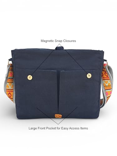 Image of The House of tara Handloom Fabric Messenger Bags for Women | Cotton Canvas Laptop Sling Bag Upto 15.6 Inches | Stylish Crossbody Sling Bag Comes with Flap Closure.