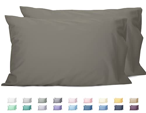Sunflower King Pillowcases Set of 2, 100% Cotton King Size Pillow Cases 2, 20×40 inches Taupe Gray, Soft and Breathable