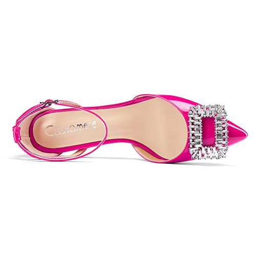 Castamere Women Mid Stiletto Heel Pointed Toe Ankle Strap Pumps Diamond Crystal 2.6 Inches Heels4