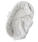 Wiklinopol Musselin Bettwäsche Set 4-teilig Beige - Babybett Ausstattung mit Kissen Decke & Korbeinlage, 100% Baumwolle Oeko-TEX, Antiallergisch & Atmungsaktiv