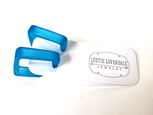 Aqua Blue Frosted Lucite Acrylic Square Hoop Earrings - SQH-BL-14