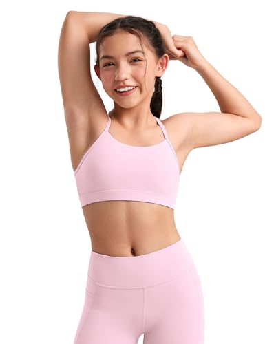 Image of CRZ YOGA Girls Butterluxe Y Back Sports Bra | Light Support, Removable Pads, Yoga, Athletic, Extremely Soft, Scoop Neck, Spaghetti Straps, for Teen