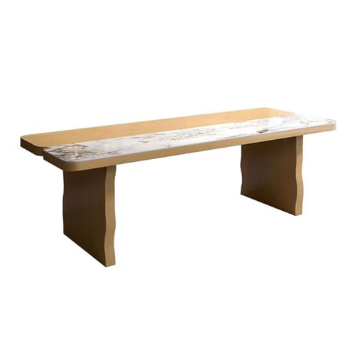 XHURWDZ643KM Escritorio Ejecutivo de Oficina con estética Moderna, con Superficie de losa de Media Roca y Patas de Madera Maciza.(M)