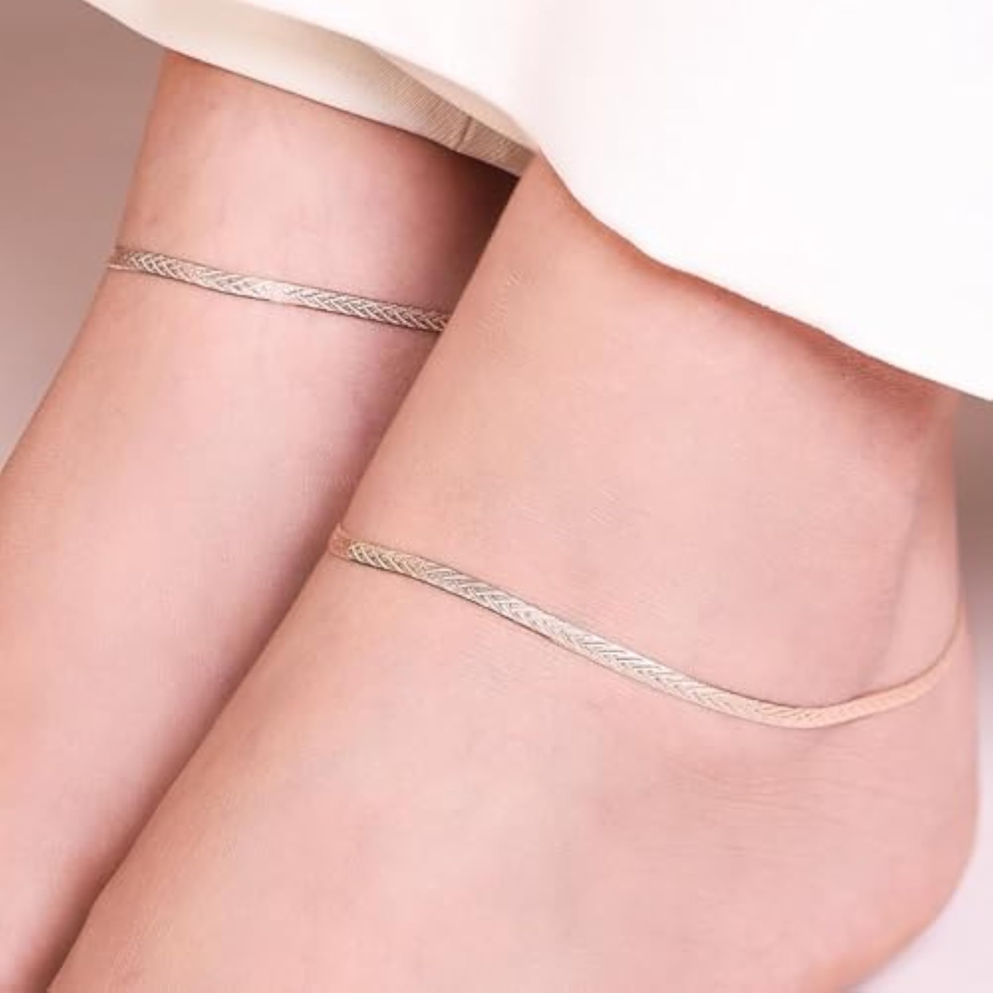 925 Silver Rose Plated Abstract Anklets Pair 925 Hallmark