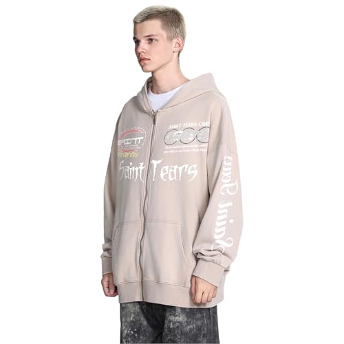 DONCARE Men's Vintage Graphic Print Cotton Metal Zipper Jacket - Stylish & Comfortable Outerwear for Casual Wear4