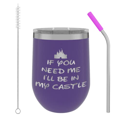 If You Need Me I'll Be - 12Oz Wine Tumbler With Lid - 100% Stainless Steel - Insulated Stemless Double Wall Vacuum Tumbler - Fancy Sayings - Mom Dad Wife Bff - Best Gift For Mens Woman Teen Purple #TOP17