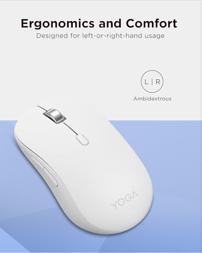 Image of Lenovo Yoga Bluetooth Silent Mouse, 3 Level DPI Adjustment, 36 Month Battery Life, Bluetooth 5.3, 3 Device Paring, Whisper Quiet, Programmable Buttons, Smooth Finish, Seashell
