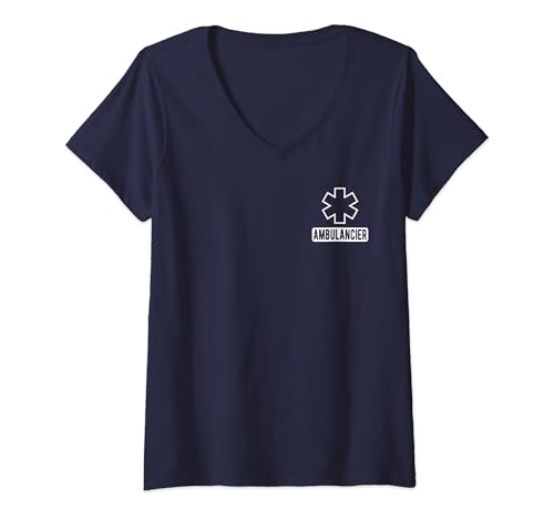 Femme Ambulancier - Vêtement Ambulancier T-Shirt avec Col en V