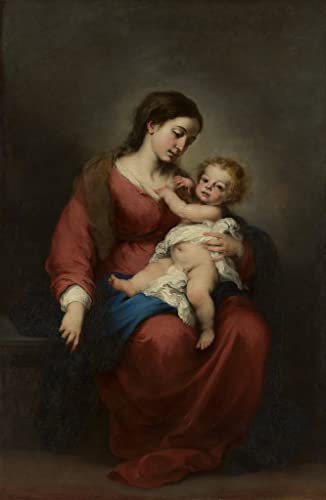 Affiche Vierge à l'enfant Murillo reproduction sur toile 60x90cm pour décoration murale