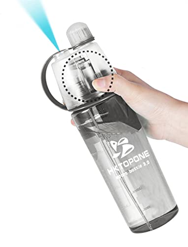 HKTOPCNE Bouteille d'eau avec vaporisateur pour enfants, pour le sport, le cyclisme, la gym, le cyclisme, la course à pied, l'escalade, la randonnée, l'alpinisme (noir) Cover