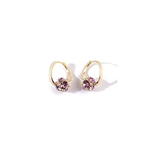 Lymphvity Germanium Acupuncture Therapy Earrings - Lymphatic Drainage Hoop Earrings with Cubic Zirconia - Purple