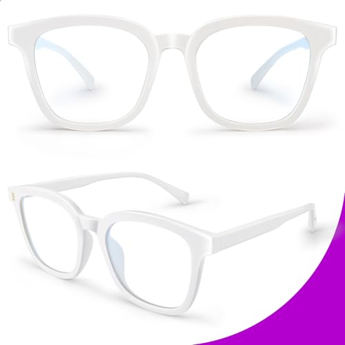 Image of VISOONE Square TR90 Lightweight Anti Glare UV400 Gaming Computer Glasses | 99% Digital Screen Filter Non-Prescription Clear Lens Oversized Frame Trendy Fashion Blue Light Blocking Women Men NOE