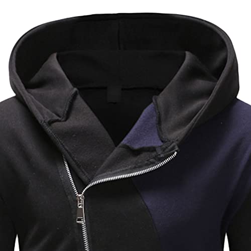 JEsilunmaMY Men's Asymmetric Zipper Hood Sweatshirt Long Sleeve Irregular Fall Winter Hoodies Color Block Slim Casual Jacket4