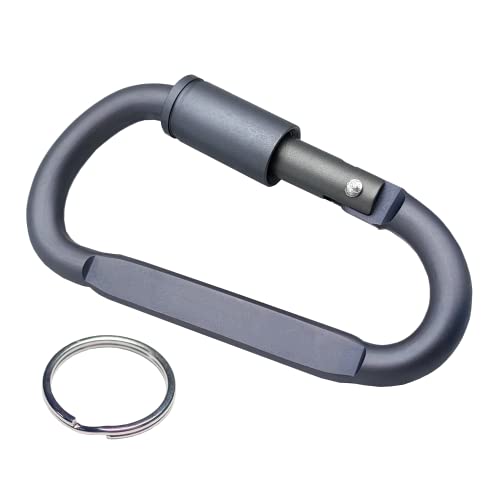 Mosquetón con cierre de tornillo, aleación de aluminio reforzado, 8 cm, llavero en forma de D, ideal para camping, pesca, senderismo, viajes, mochila, gancho para botellas, deportes