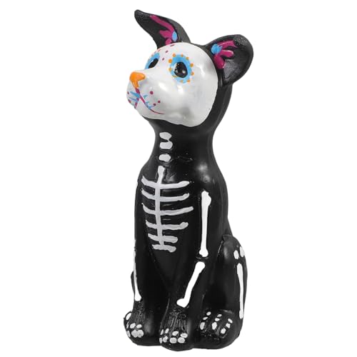 TOYANDONA Day of The Dead Dog and Cat Figurine, Halloween Statue Sugar Skulls Animal Statue Resin Crafts Skeleton Sculpture for Halloween Home Desk Decorations (Day of The Dead Dog) by TOYANDONA - Used condition - US$12.74