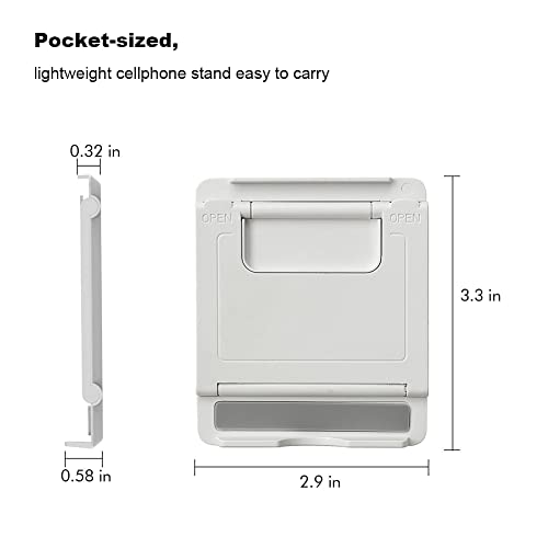 Kemoxan 2 Pack Portable Cell Phone Stand Holder for Desk, Foldable Pocket-Sized Mount, Universal Adjustable Desktop Mobile Phone Kickstand Compatible with iPhone IPads Kindle Android Black & White