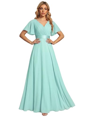 Robe de demoiselle d'honneur col en v pour dissimuler les rondeurs avec élégance