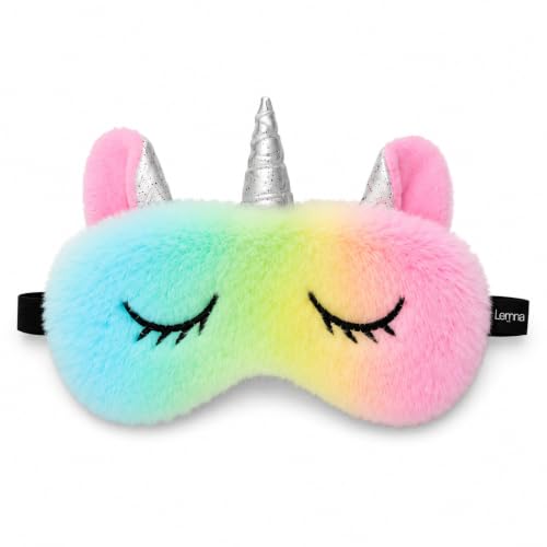 Image of Jenna Unicorn Eye Mask for Sleeping | Soft Plush Rainbow Sleep Mask with Comfortable Elastic Strap | Light-Blocking Night Blindfold for Girls, Kids & Women | Travel, Nap, Relaxation & Gifting