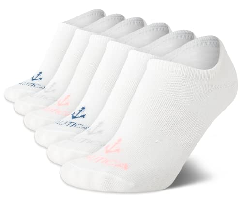 Image of Nautica Womens No Show Socks - 6 Pack Soft Stretch Performance Athletic No Show Liner Socks for Women with Non Slip Grip