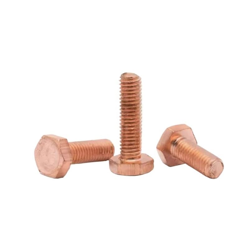2/5/10 sztuk M6 M8 M12 M14 M16 T2 czerwona miedź zewnętrzna śruba sześciokątna elektrolityczna miedziana(M6x70mm(10PCS))