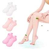 3 Pairs Silicone Socks for Dry Cracked Feet Women, Anti Slip Foot Moisturizing Socks, Gel Pedicure Socks for Dry Feet, Cracked Heel and Foot Mask