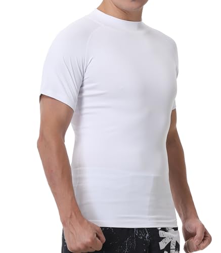 Mens Compression Mock Turtleneck Short Sleeve Shirt High Neck Athletic Tops Football Run Pullover Sports Undershirt4