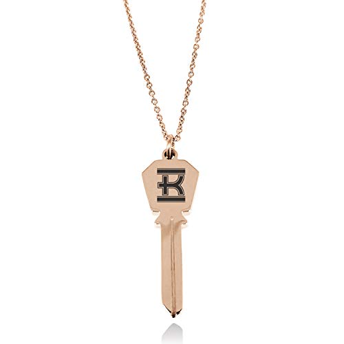 Tioneer Rose Gold Plated Stainless Steel Letter K Initial Empire Monogram Hexagon Head Key Charm Pendant Necklace