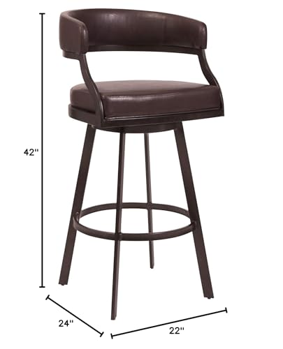 Armen Living Dione Butaco Alto 30" en Auburn Bay y Cuero Sintético Marrón miniatura 3