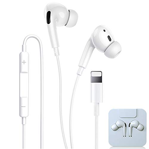 Auriculares para iPhone 12,Auriculares estéreo de Audio de Alta fidelidad con micrófono y Control de Volumen para iPhone 12/SE/11 pro/11/X/XR/XS/XS Max/8/8 Plus/7/7 Plus para Todos los iOS-Blanco