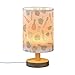 IBGIKWH Cartoon Baking Tools Cake Bedside Table Lamp Small Desk Lamps Linen Fabric Shade Decorative Nightstand Lamp LED with USB Port Wood Base for Bedroom Living Room