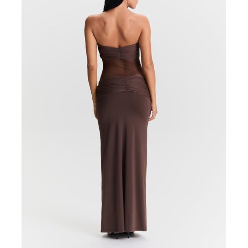 Women Sheer Maxi Dress Detachable Spaghetti Straps Knotted Twist Bodycon Long Dresses Party Cocktail Wear3