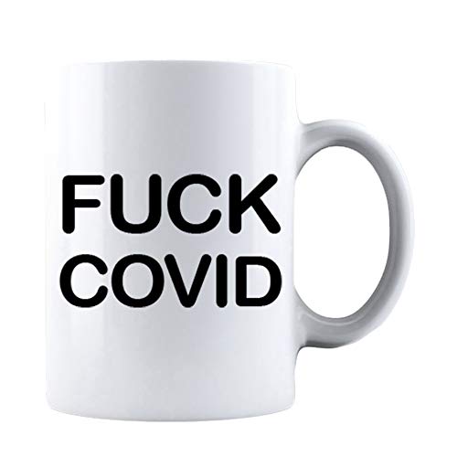 KROPSIS Fuck Covid Xmas Gift for Family and Friends Funny Sarcastic Ceramic Coffee Mug White