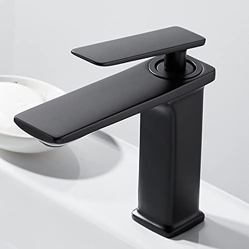 Robinet de salle de bain noir mat mitigeur eau chaude froide pour lavabo bas