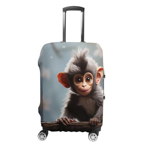 Cute Monkey Luggage Covers Tsa Approved Suitcase Cover Elastic Washable Luggage Sleeve Carry on Cover Protector Anti-Scratch Suitcase Protector Fits 19-30 Inch Case(M)