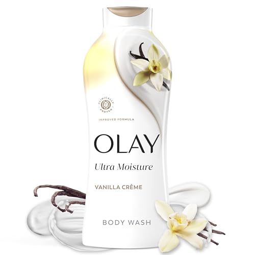 Image of Olay Body Wash for Women, Ultra Moisture, 24 /7 Moisture Barrier Repair, Hydrating Formula for Visibly Healthy Soft Skin, Vitamin B3 & Hyaluronic Blend, All Skin Types, Vanilla Creme Scent, 22 fl oz
