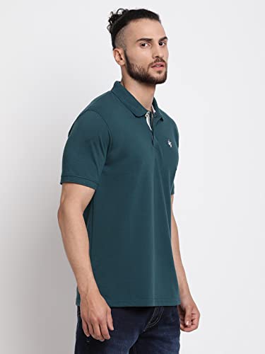 Image of Cantabil Men's Cotton Blend Solid Polo Neck T-Shirt (Regular Fit)