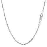 Jewelry Affairs 14k White Solid Real Solid Gold Mirror Box Chain Necklace, 1.2mm, 16"