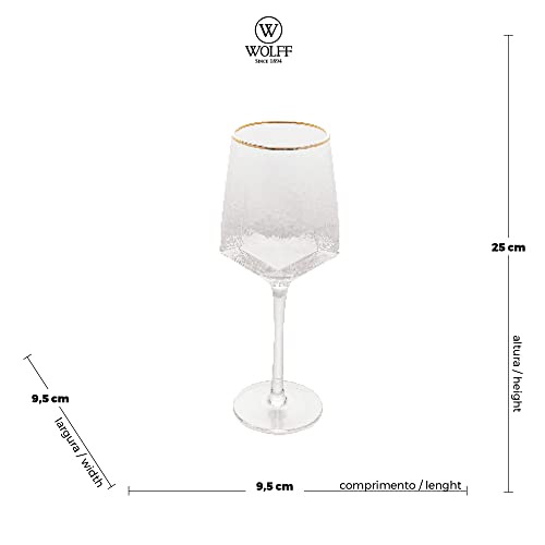 CJ 2 TAÇAS DE CRISTAL P/VINHO C/BORDA DOURADA TAJ 600ml