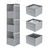 coastal rose 6 Shelf Hanging Closet Organizer with Drawers,Foldable Hanging Closet Organizers and St