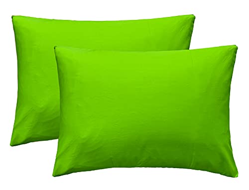 Image of Soft Pillow Covers 16 x 26 Inches - 100% Egyptian Cotton 400 Thread Count Set of 2 Pillow Cover Set Envelope Closure Hotel Quality Pillowcase - Green