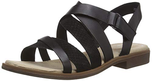 Clarks Declan Mix, Sandalias de Gladiador para Mujer, Negro (Black Combi Lea Black Combi Lea), 36 EU