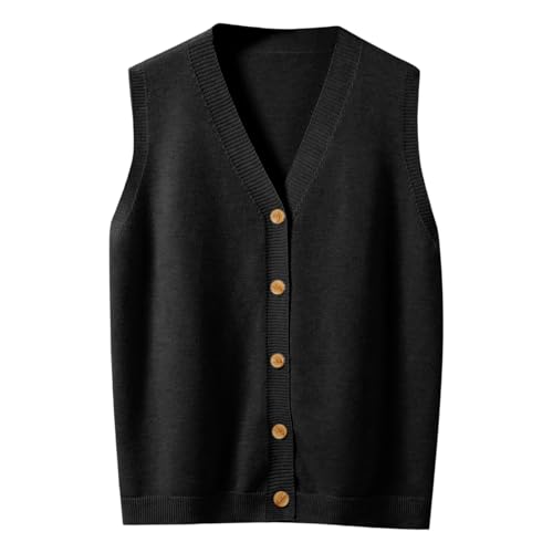 Suéter de punto sin mangas elegante con cuello abotonado regulable térmico