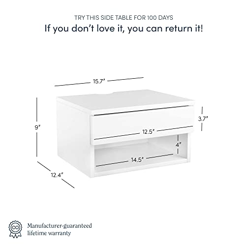Nathan James 34101 Wall Mounted Floating Bedroom Nightstand With Storage Drawer And Modern Open Shelf Cubby thumb #1
