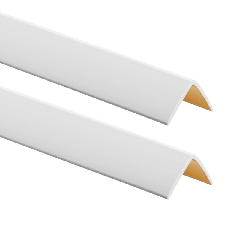 ProfiPVC Lot de 2 Cornière PVC 25x25mm, 200cm - Baguette d’angle de protection, profilé d'angle caoutchouc autoadhésif - Protection d'angles et rebords,...