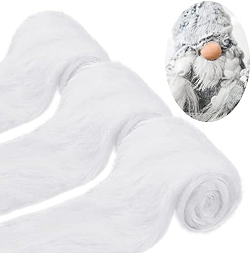 3 Pieces Christmas Faux Fur Ribbon White Fur Trim White Fabric Roll Soft Fluffy Fur Ribbon Plush for Christmas Tree Garlands Decor DIY Craft Costume Sewing 4 Inch x 5 Feet
