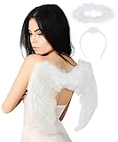 Angel Wings, Angel Costume Wings, White Feather Wing, Cosplay Accessories Christmas Wings for Adult Women Kids Girls