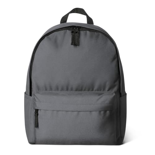 Amazon Basics Classic School Backpack with Multiple Compartments, Sturdy Construction, Adjustable Straps - Grey